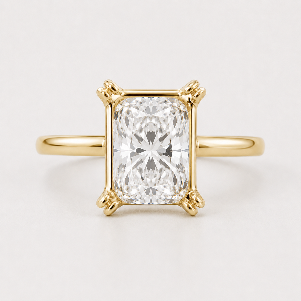 14K Elongated Cushion Solitaire — Double Prong