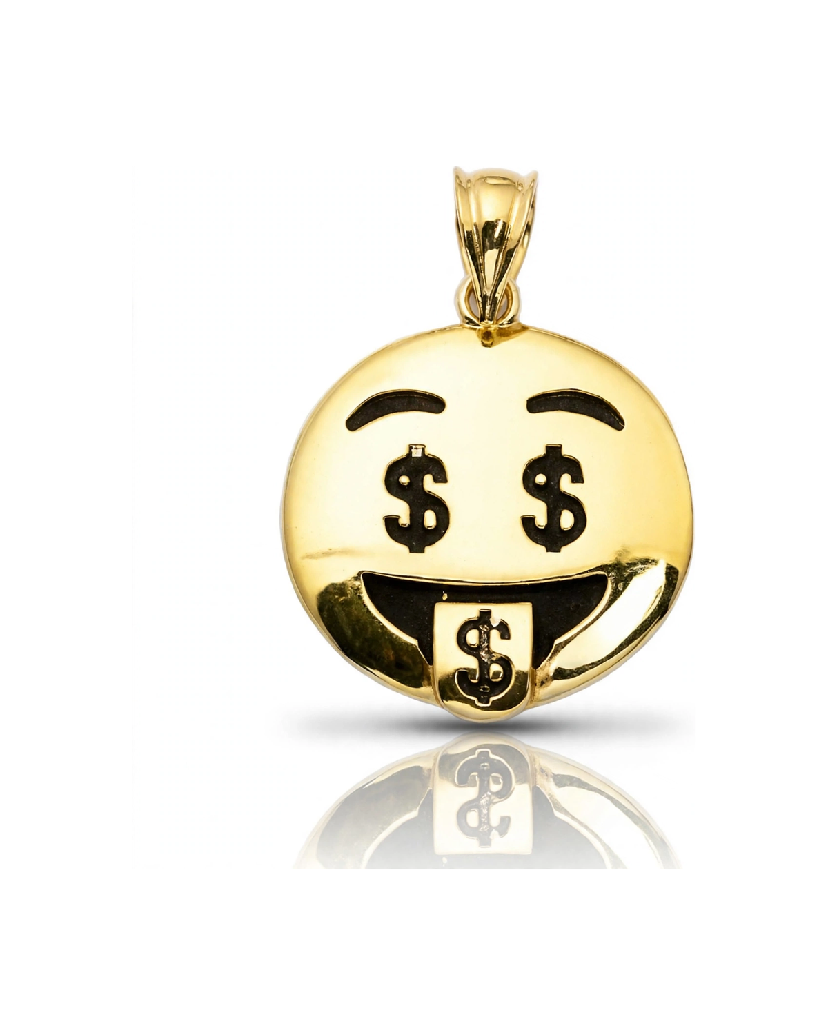 Emoji Pendant Money Eyes Face - 10K Yellow Gold