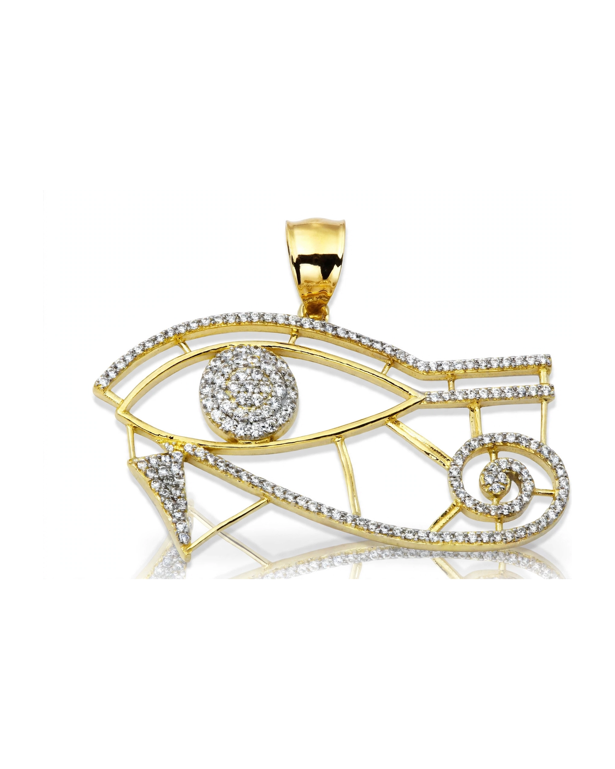 Eye of Horus Pendant with CZ Outline - 10K Gold