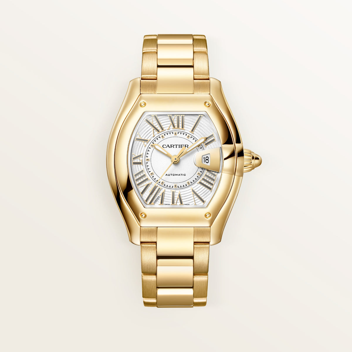 Cartier Roadster WGRD0011 - Medium model 18K yellow gold, White Dial, 18K yellow gold bracelet