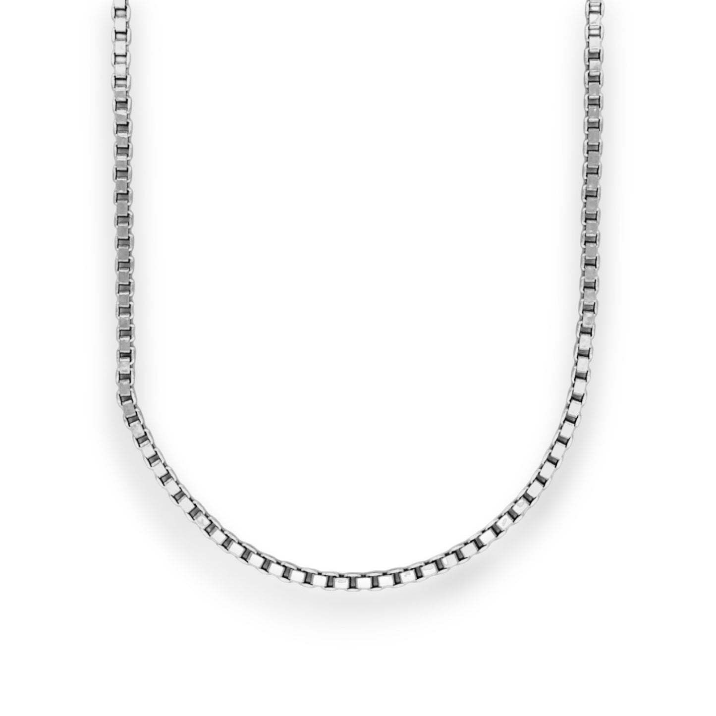 Box Chain Necklace - 14k White Gold - Solid