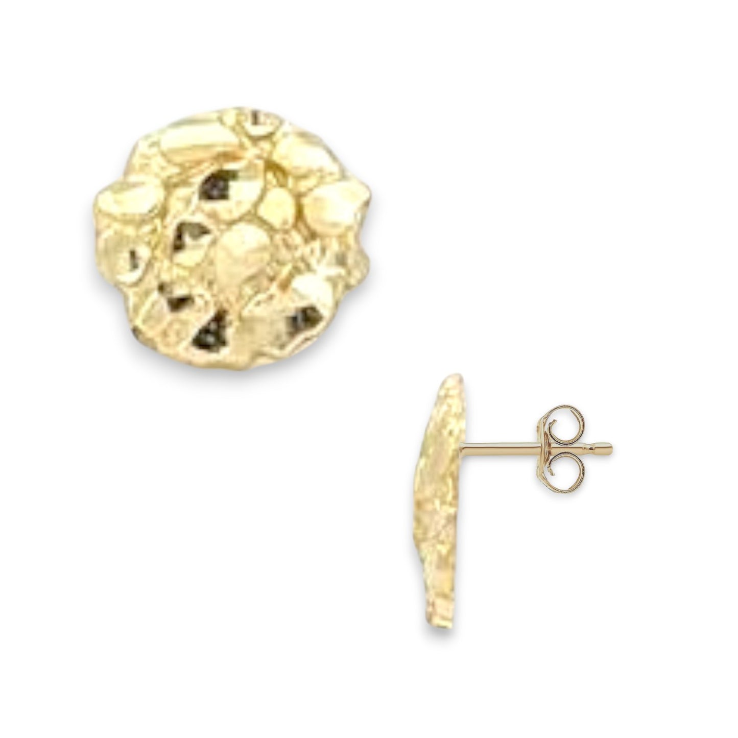 Round Nuggete Earrings - 10k Yellow Gold