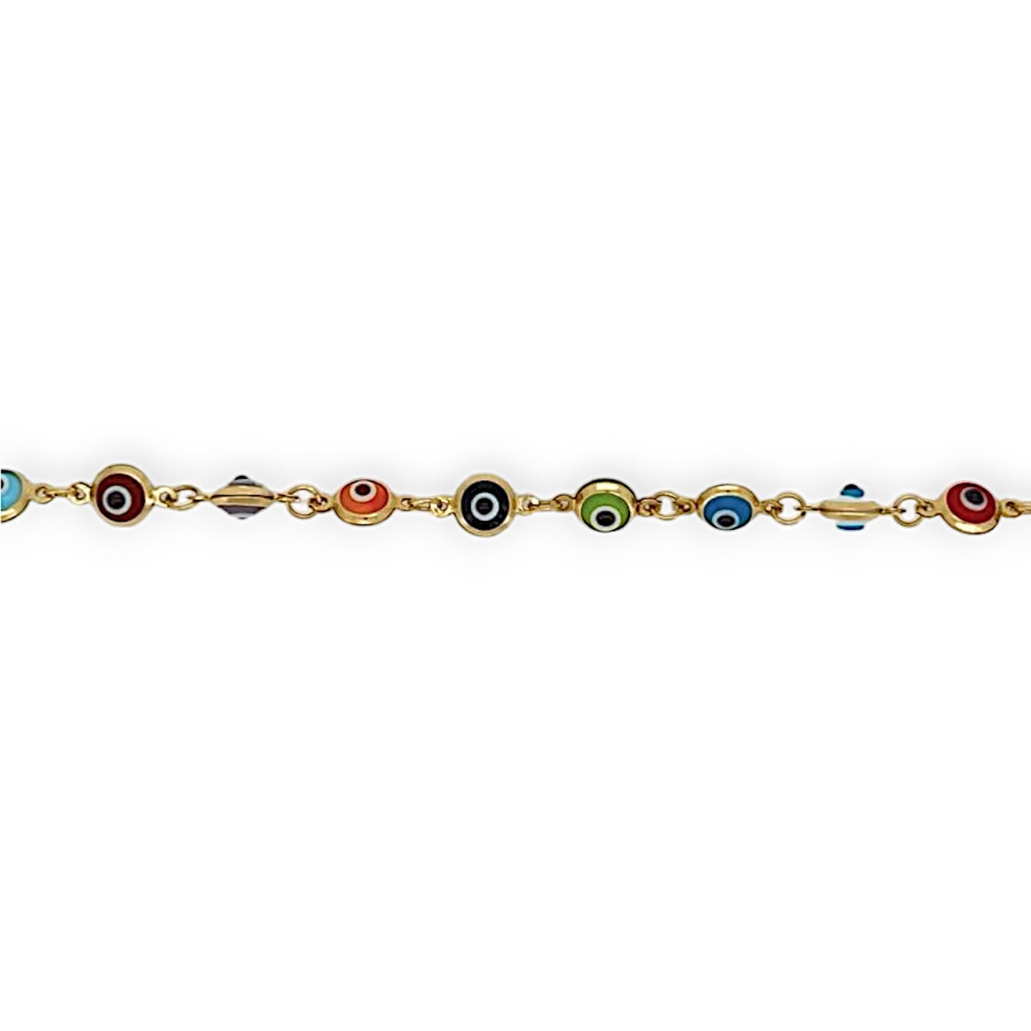 Multicolor Evil Eye Bracelet - 14k Yellow Gold