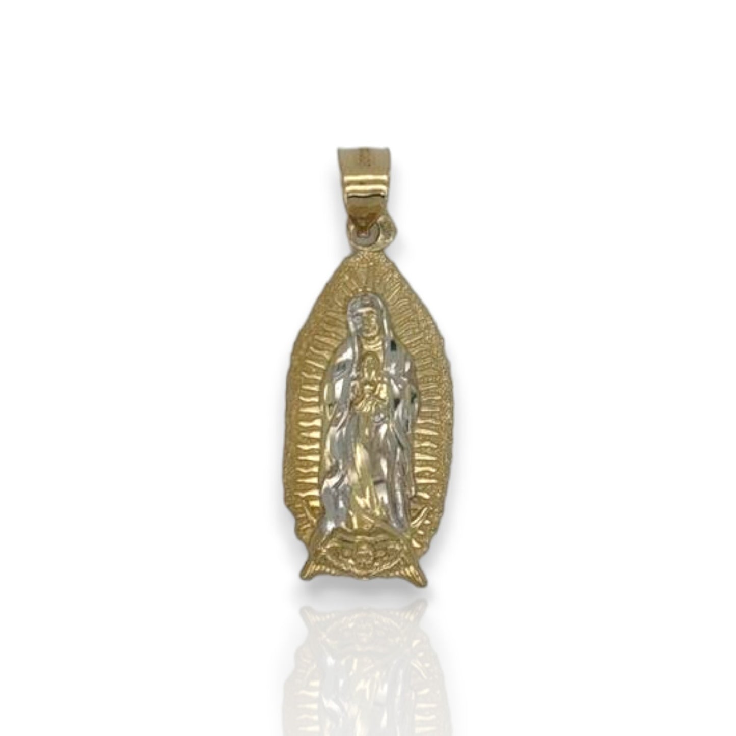 Virgin Guadalupe Two Tone Pendant - 10K Yellow Gold