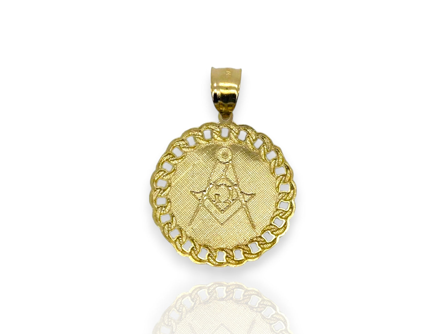 Colgante con símbolo masónico "masón" CZ - Oro amarillo de 10 k