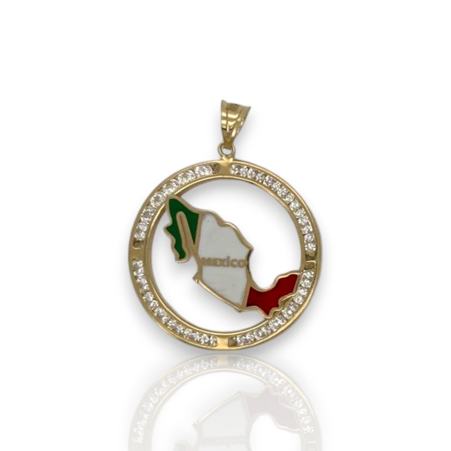 Mexico Medallion Cz Pendant - 14K Yellow Gold