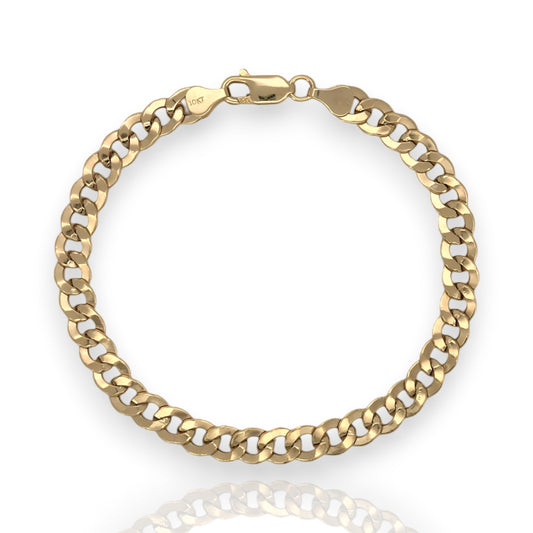 Curb Cuban Link Chain Bracelet - 10K Yellow Gold - Hollow