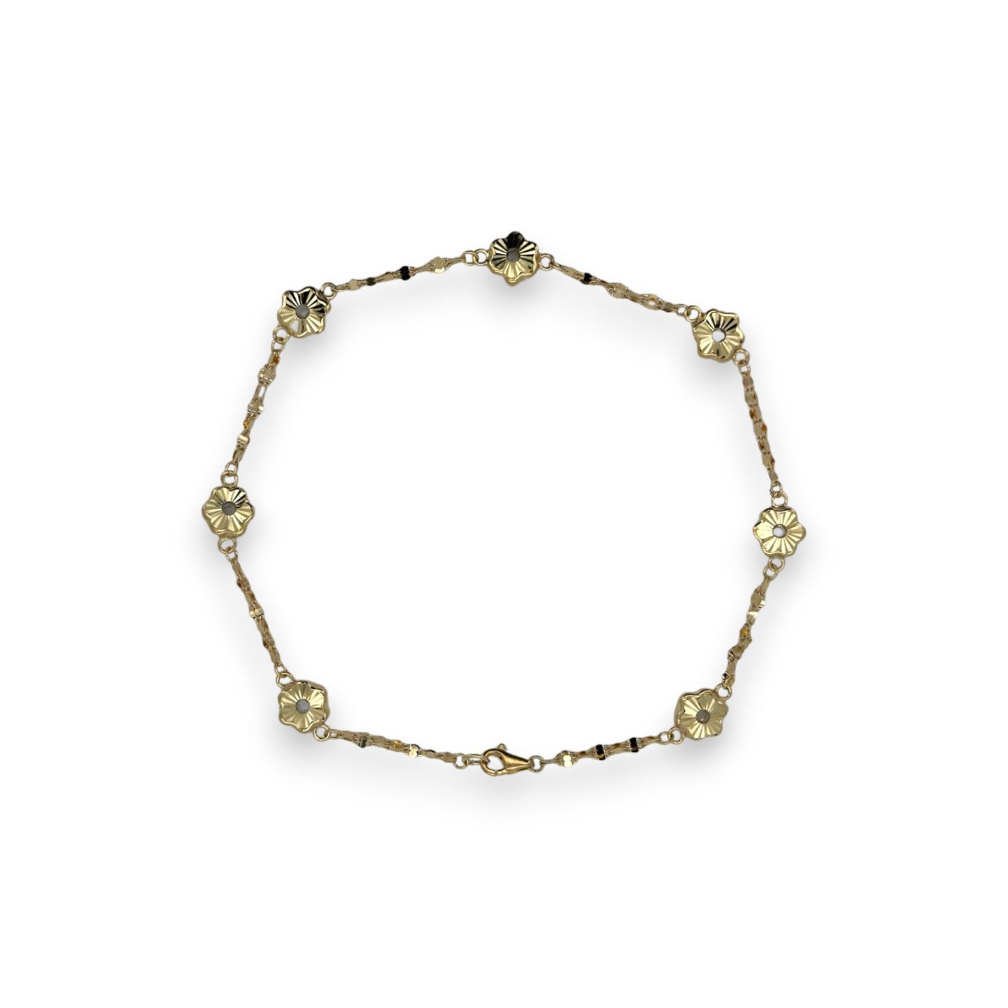 Flower Anklet - 10K Yellow Gold