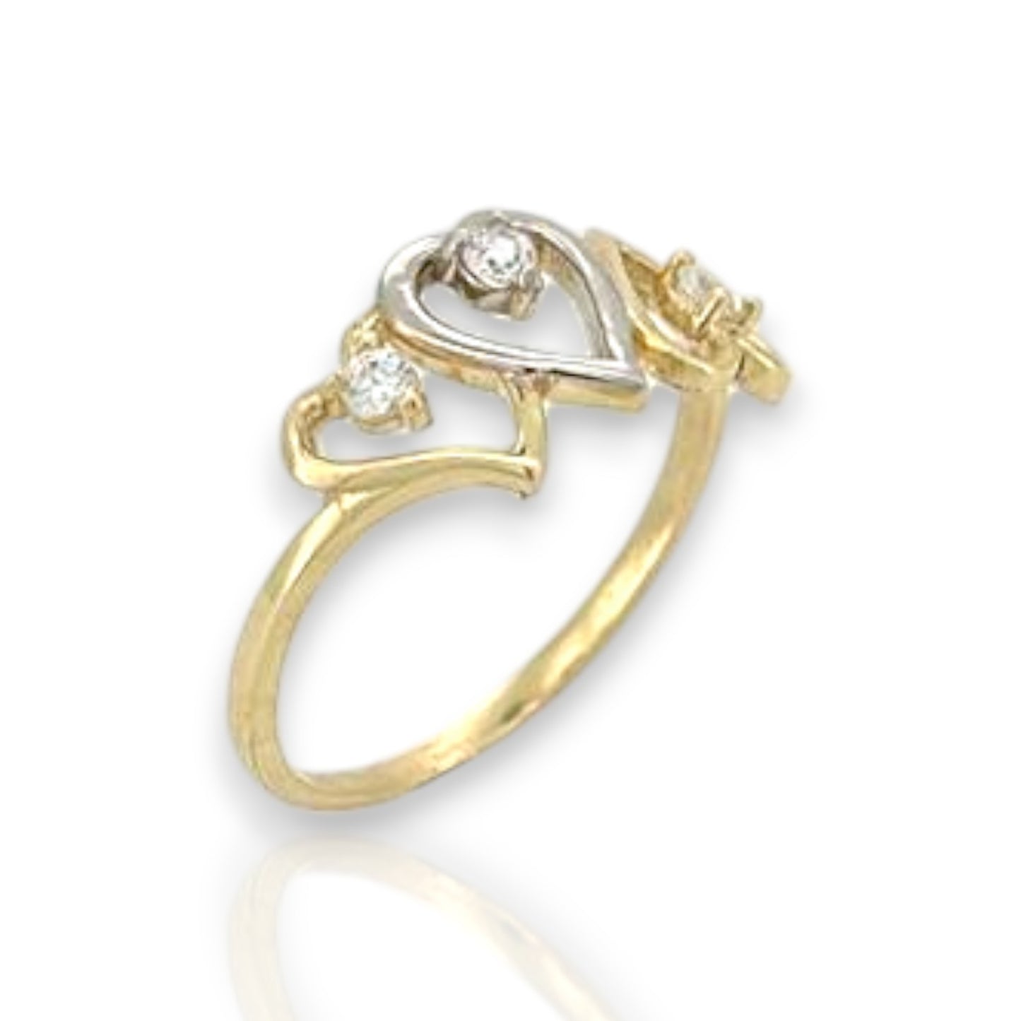 Heart CZ Ring - 10K Yellow Gold