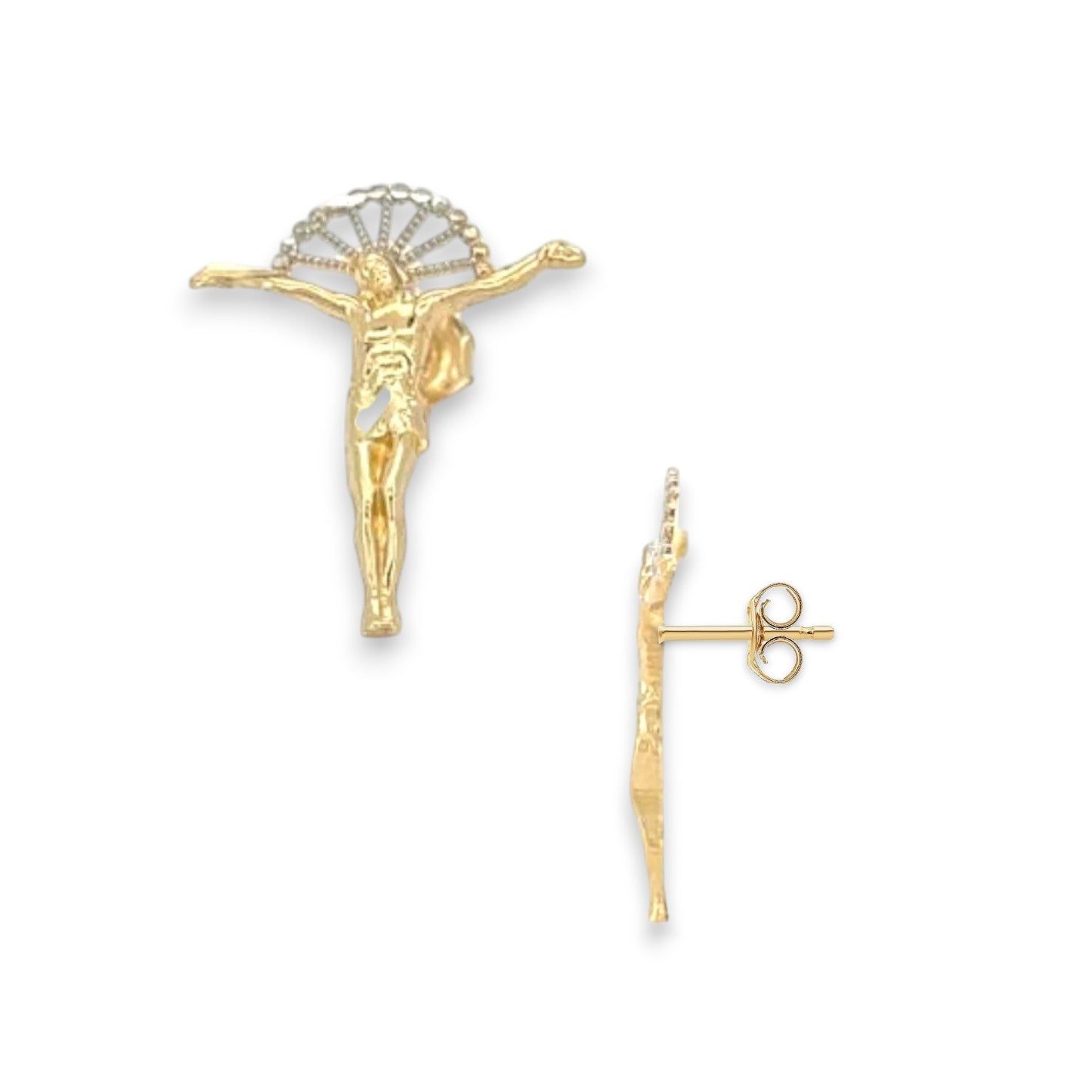 Jesus "Crucifix" Earrings - 10k Yellow Gold