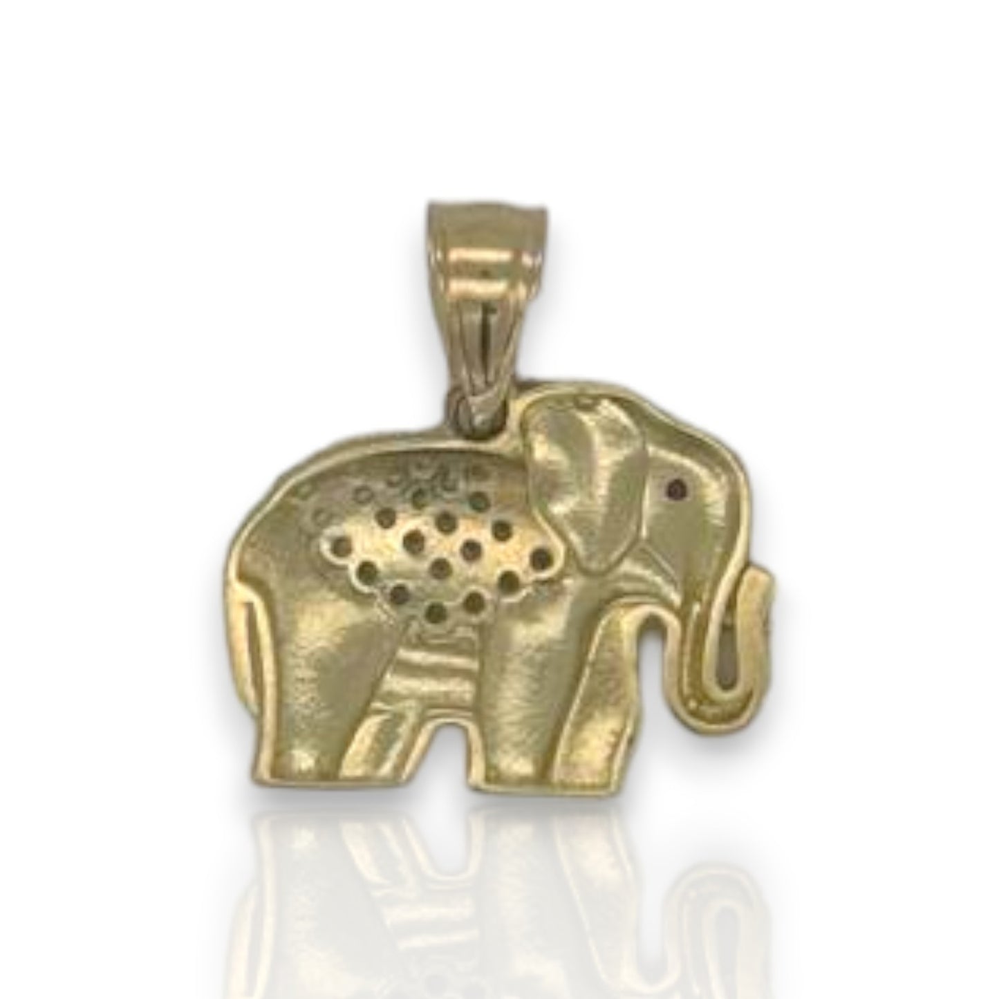 Elephant Cz Pendant - 10K Yellow Gold