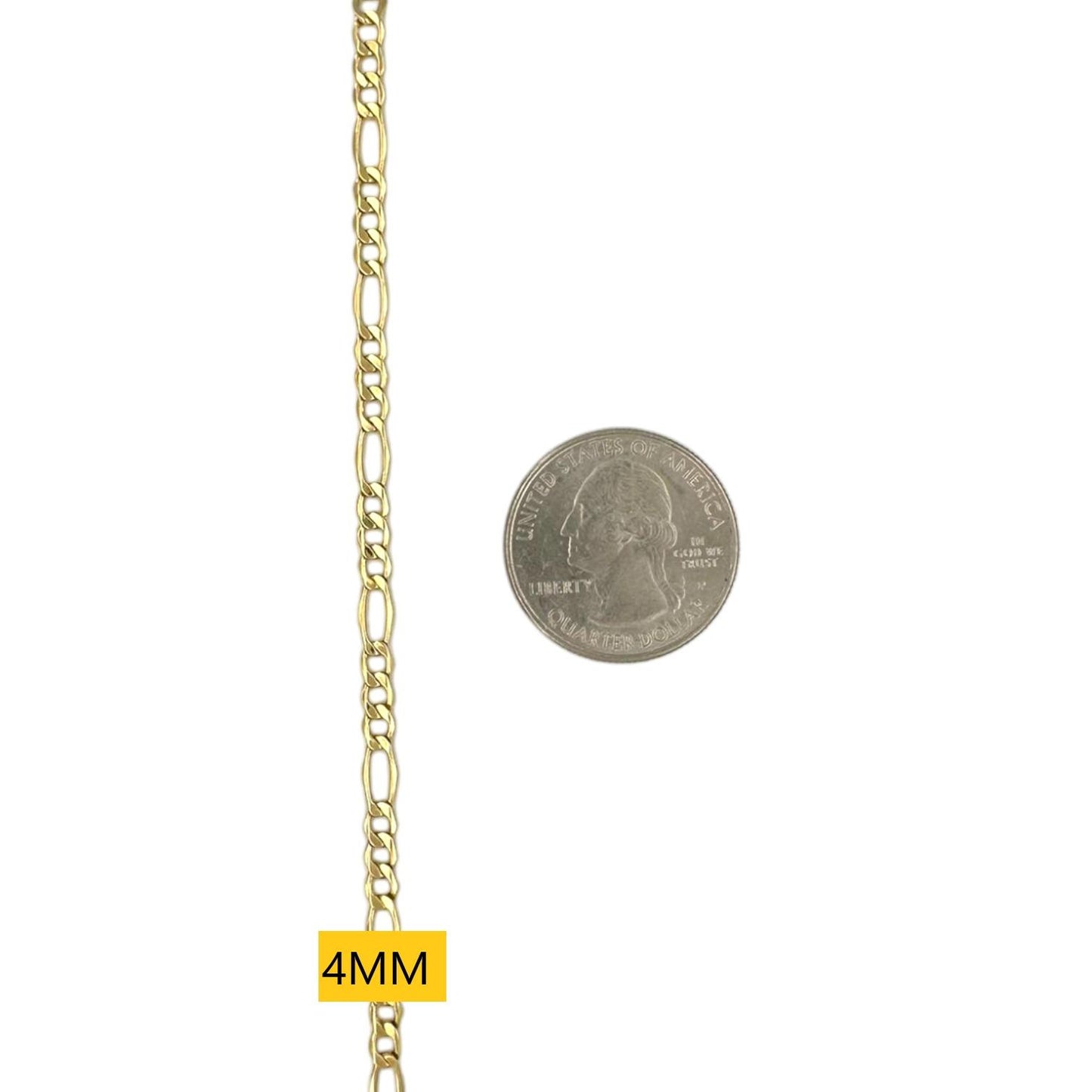 Figaro Link Chain Necklace - 10K Yellow Gold - Hollow