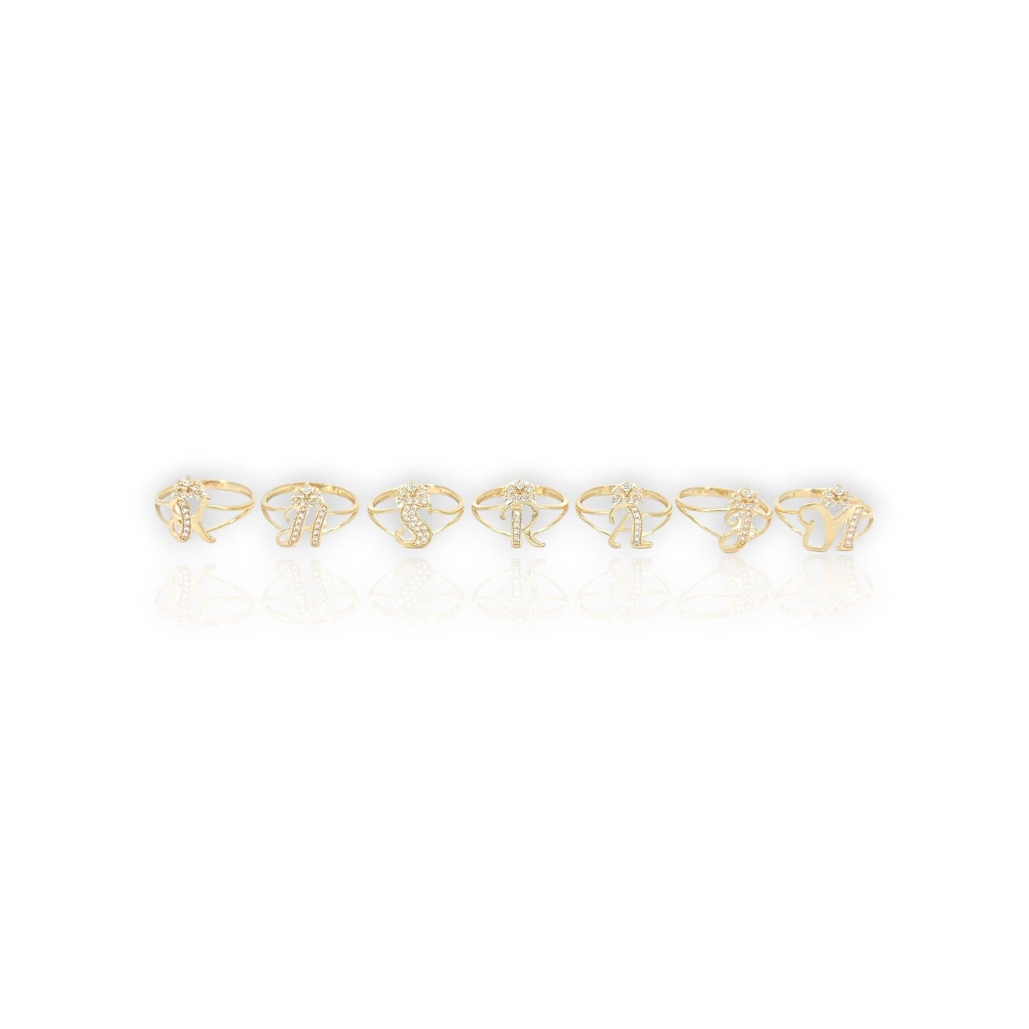 Initial Ring Letter CZ - 10K Yellow Gold