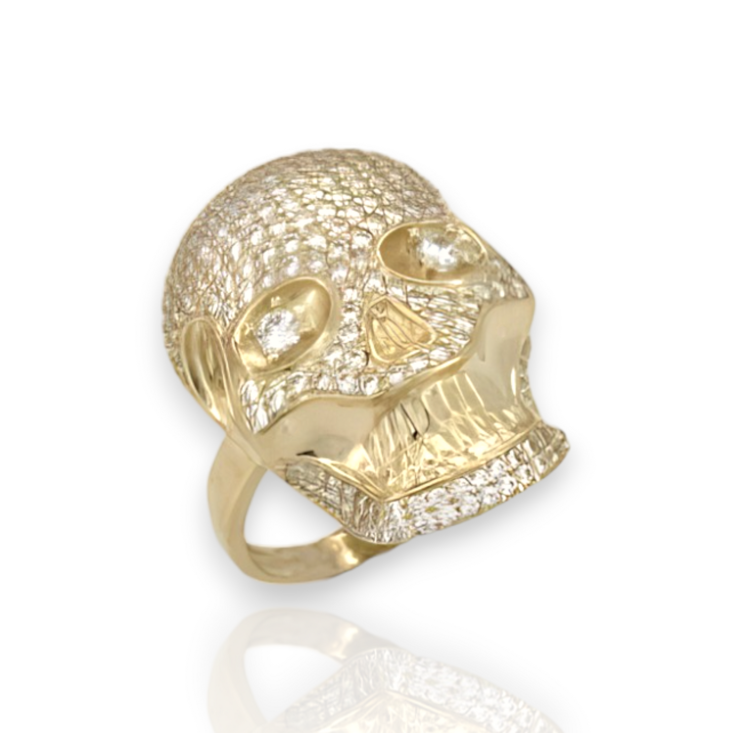 Skull Ring CZ - 10K Yellow Gold