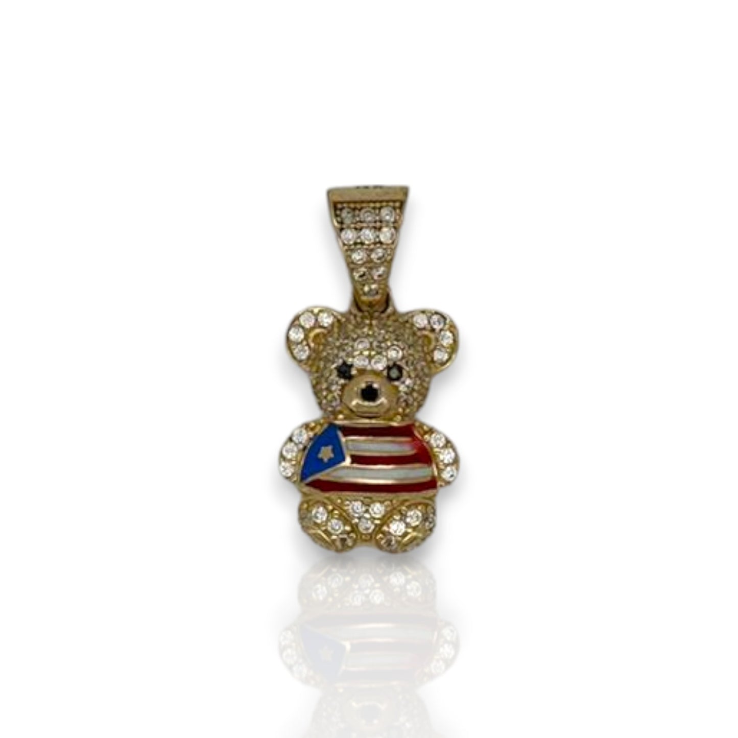 Heart Teddy Bear Pendant - 14k Yellow Gold