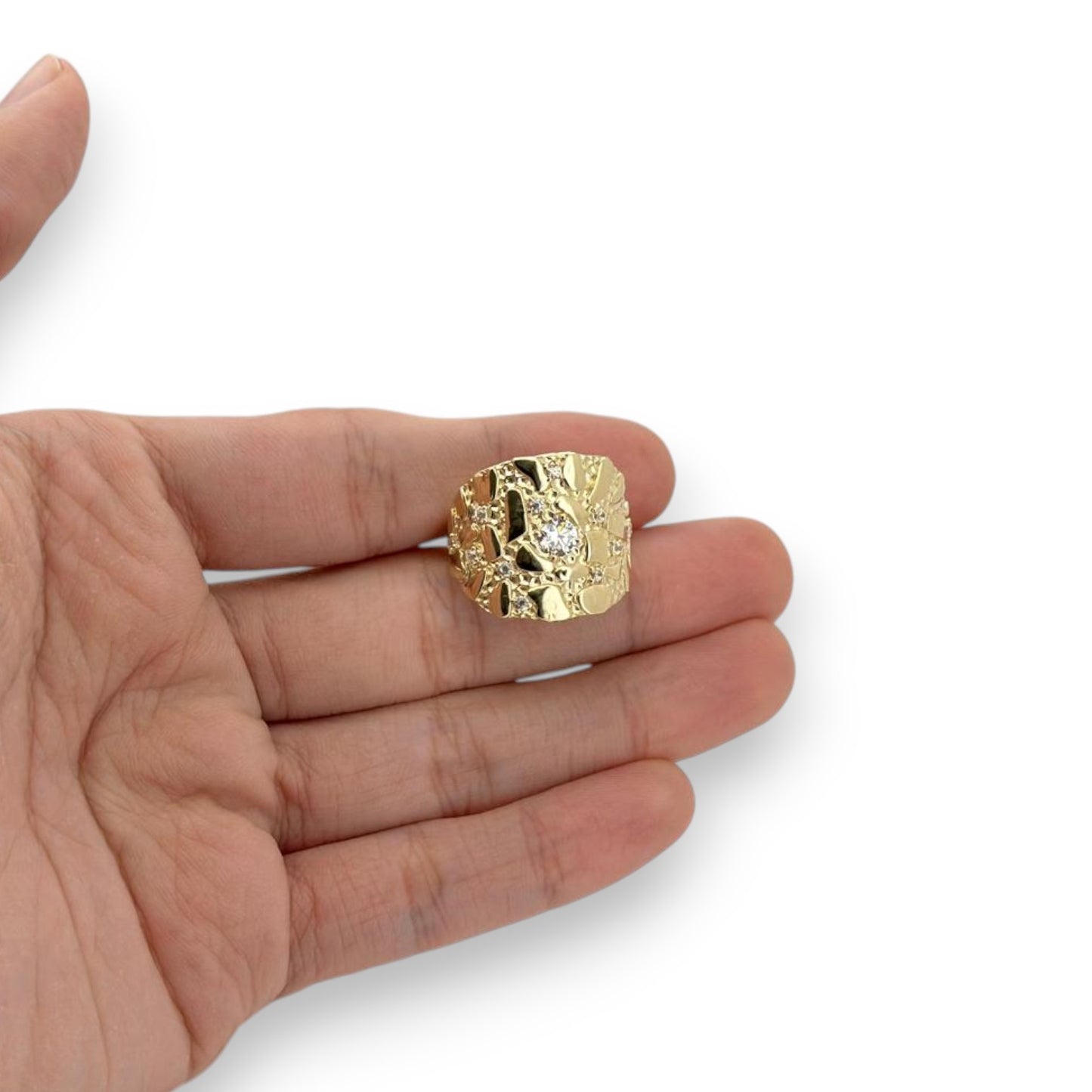 Nugget CZ Ring - 10K Yellow Gold