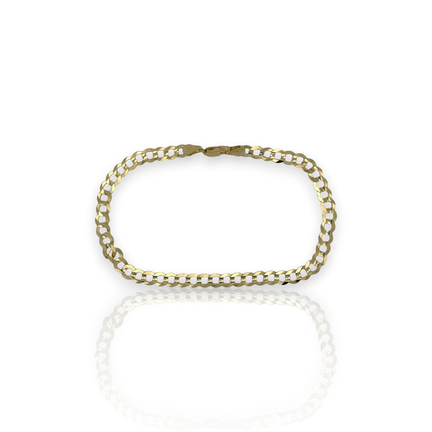 10K Fully Solid Miami Link Anklet - 10K Yellow Gold
