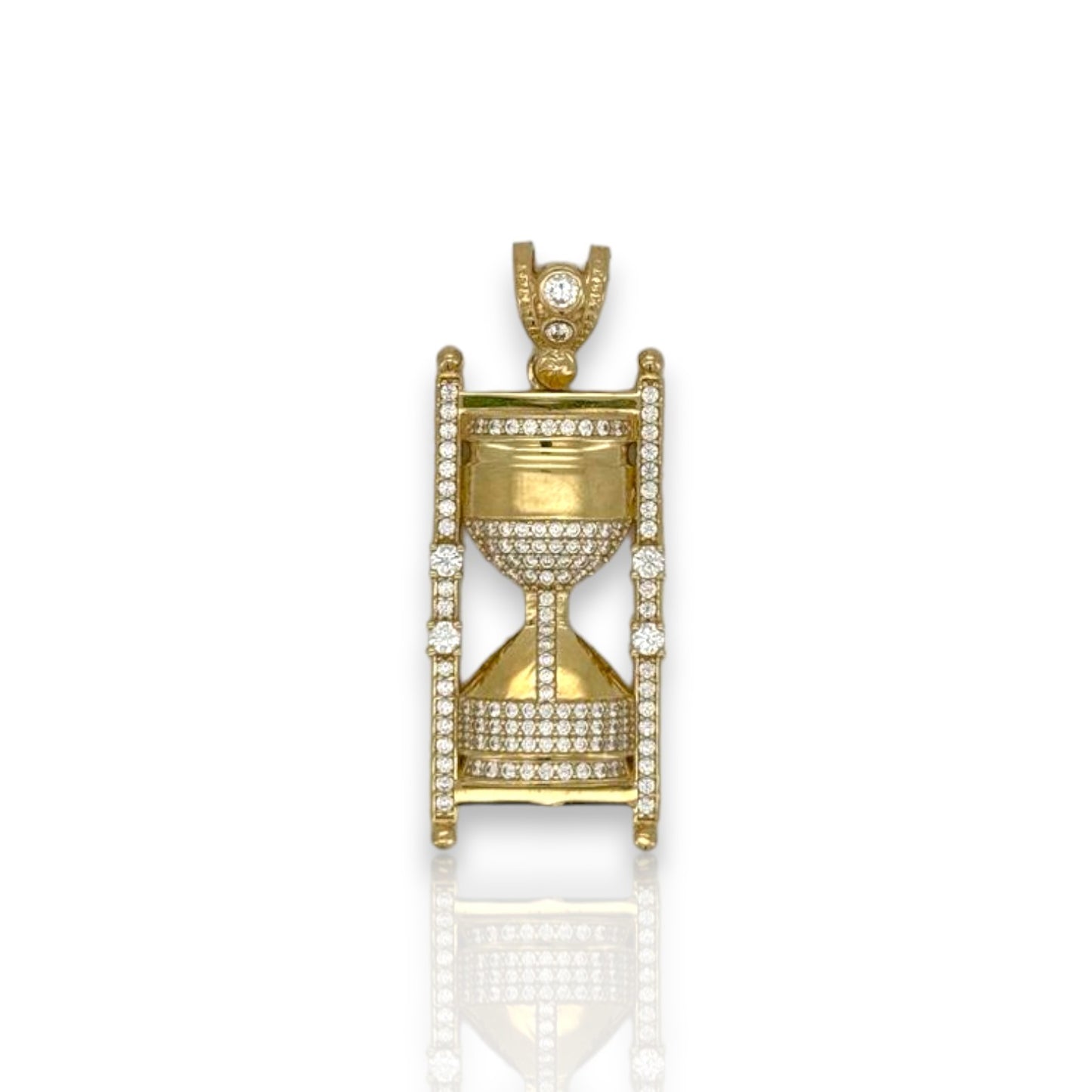 Hourglass Cz Pendant - 14k Yellow Gold