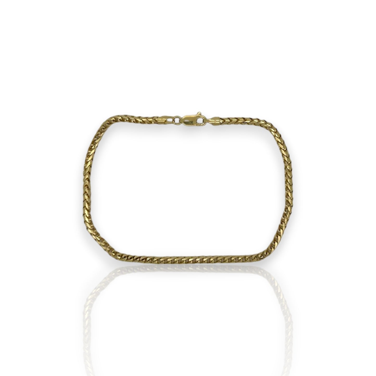 10K Fully Solid Franco Box Anklet - 10K Yellow Gold