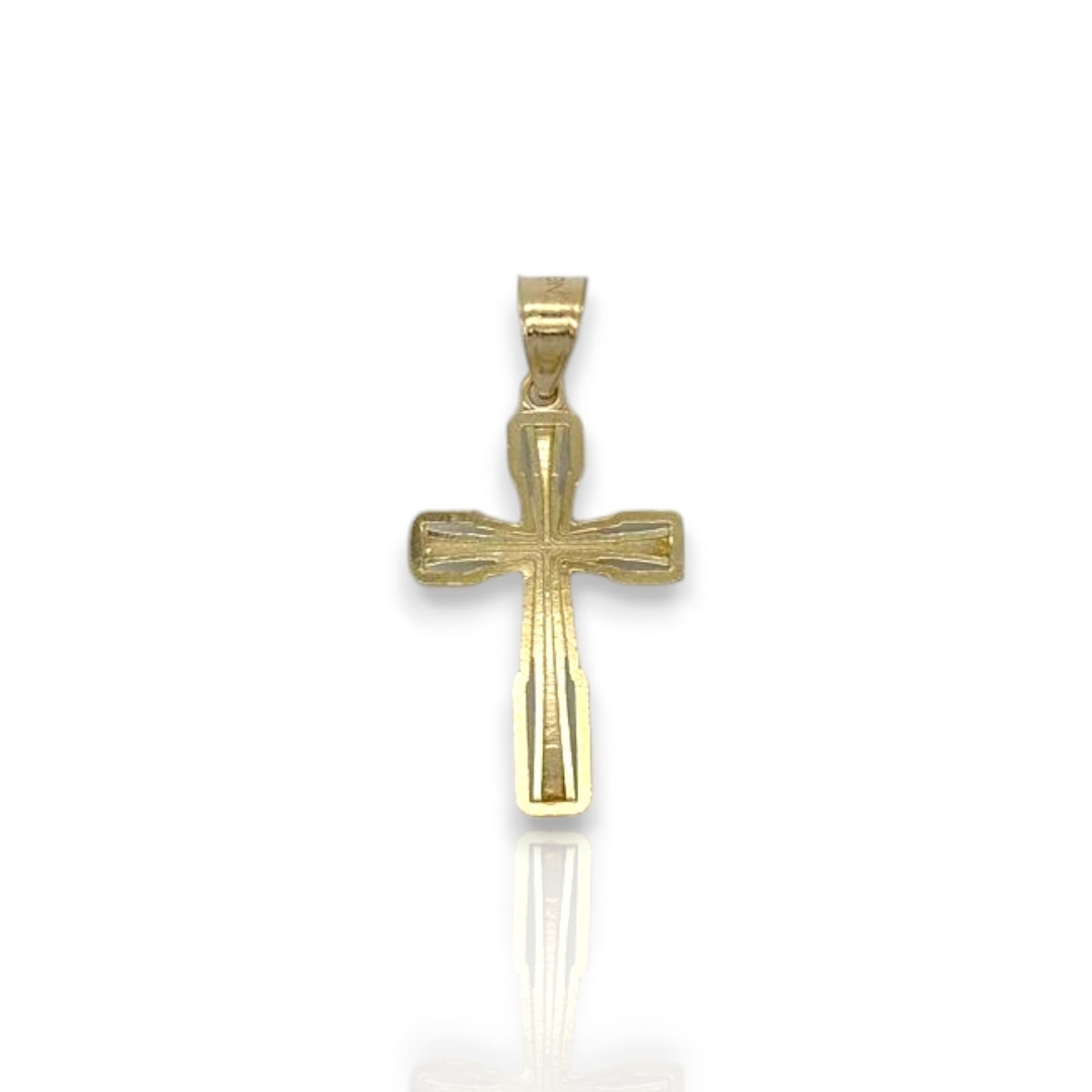 Cross Two Tone Pendant - 10k Yellow Gold