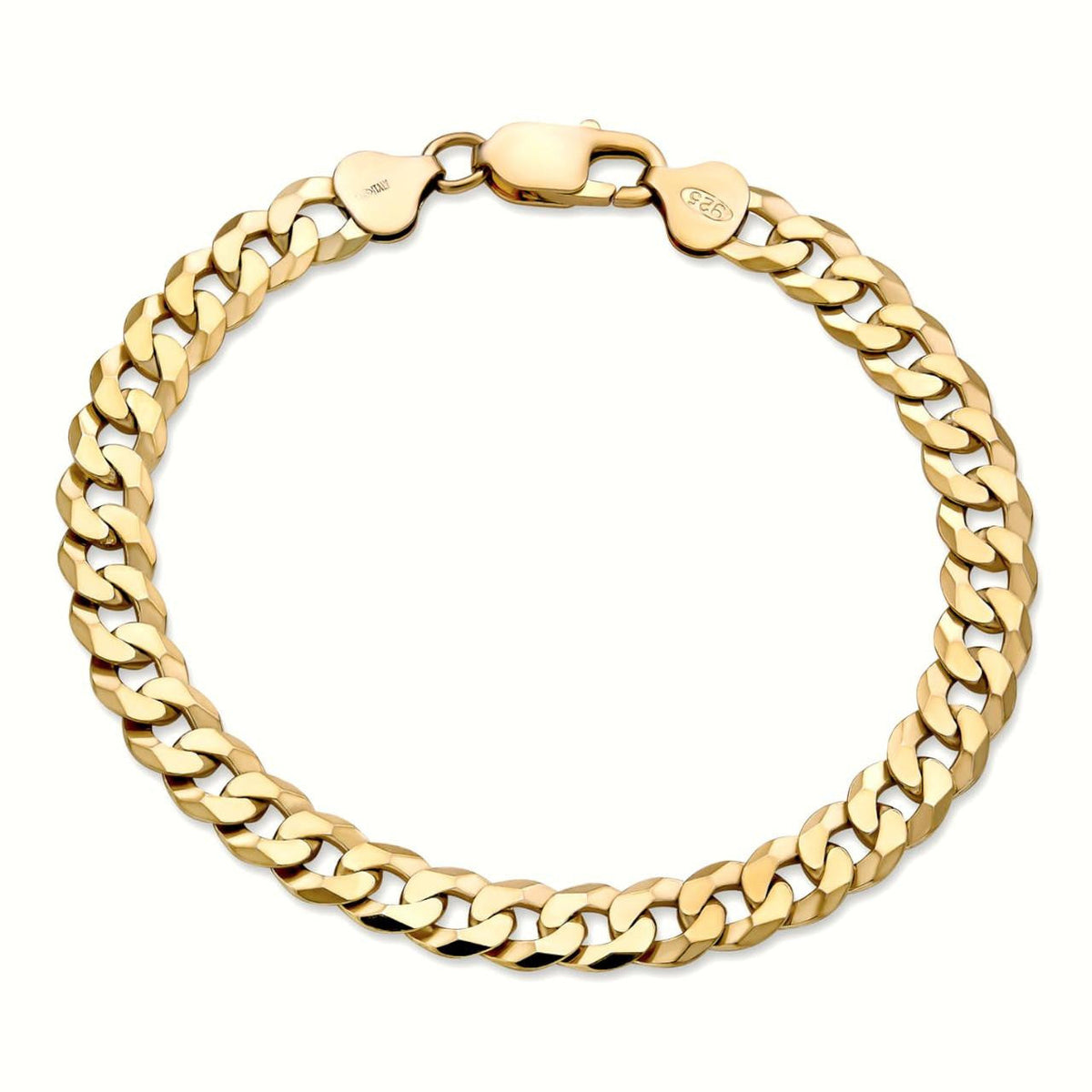 Flat Curb Cuban Bracelet - 14k Gold Vermeil 925 Sterling Silver