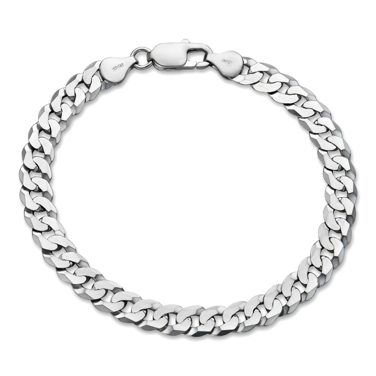 Flat Curb Cuban Bracelet - 925 Sterling Silver