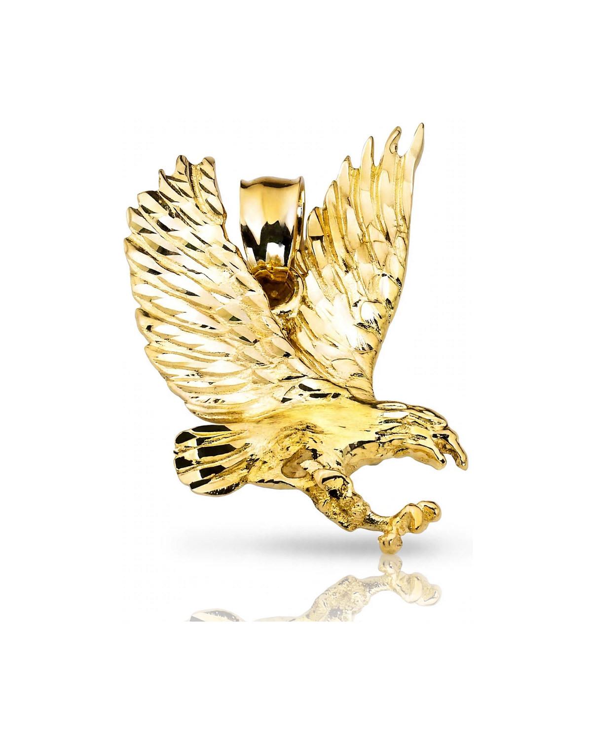 Flying Eagle Pendant with Swept-Up Wings - 10K Yellow Gold