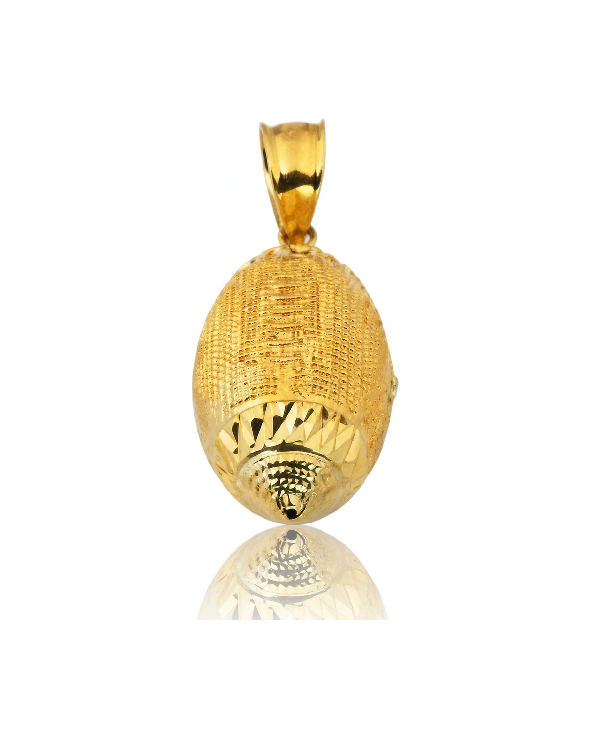 Football Textured Pendant - 10K Yellow Gold
