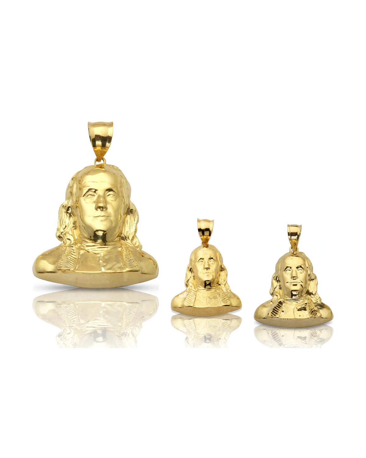Benjamin Franklin Bust Pendant - 10K Yellow Gold