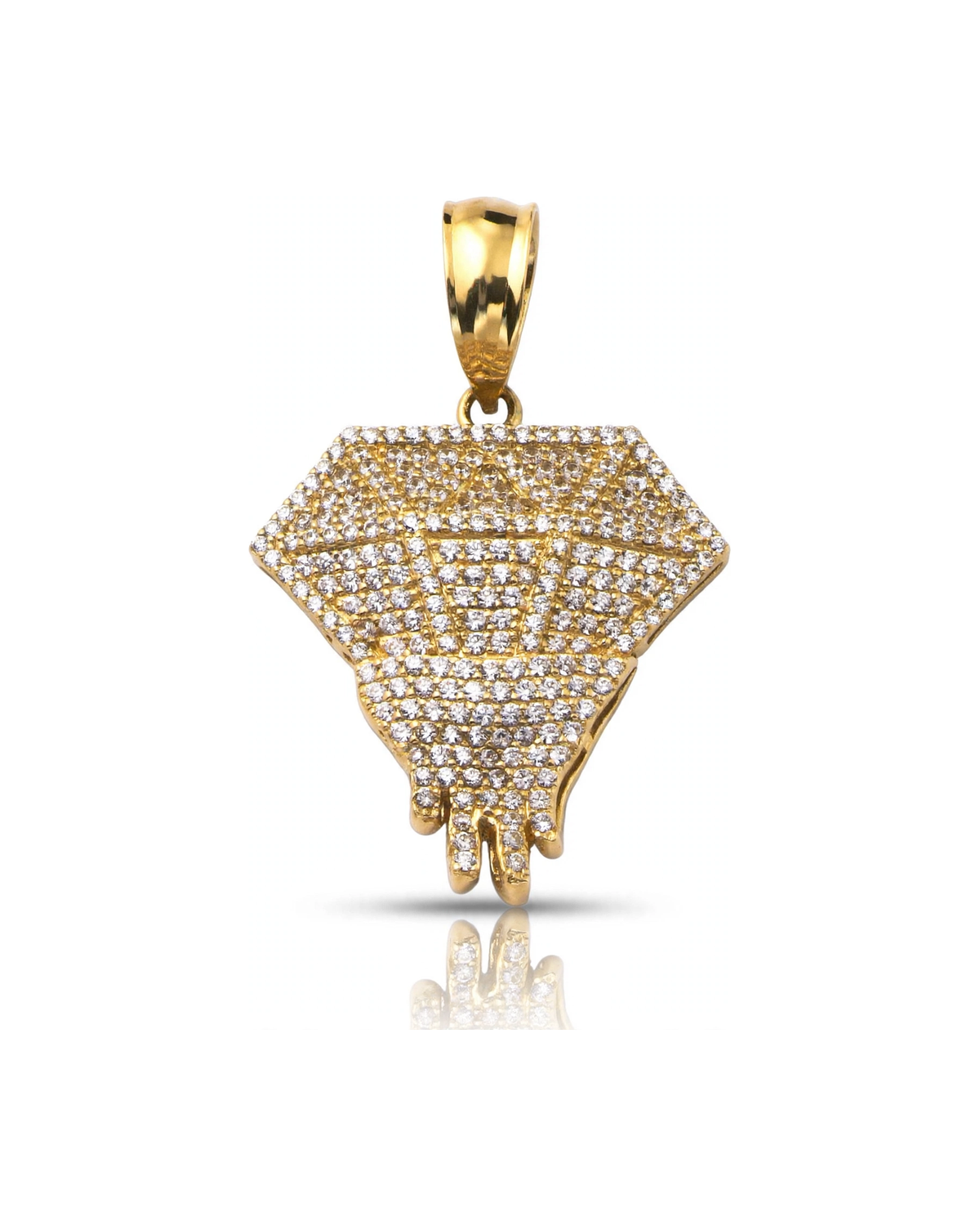 Gem Shape Pendant with CZ Drip - 10K Gold