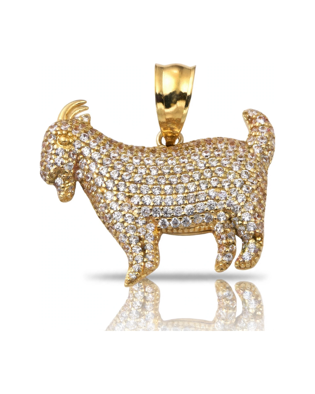 Goat Pendant with CZ - 10K Gold
