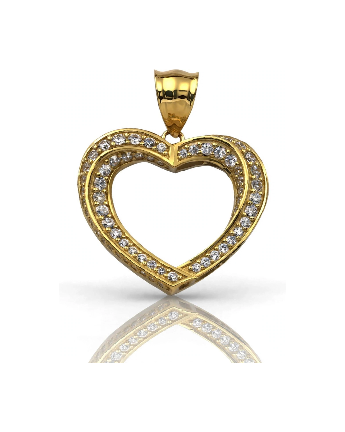 Heart Pendant Open with CZ Outline - 10K Gold
