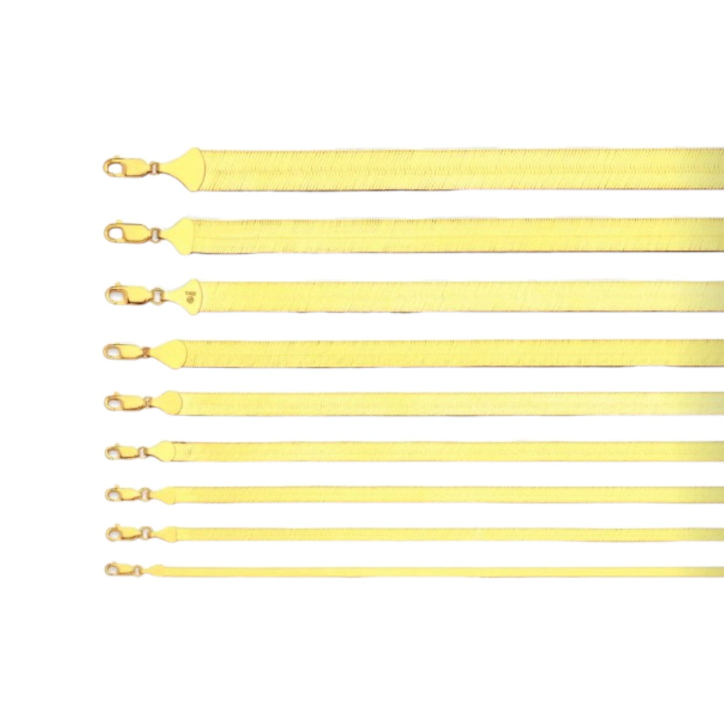 Herringbone Chain Necklace - 14K Yellow Gold - Solid