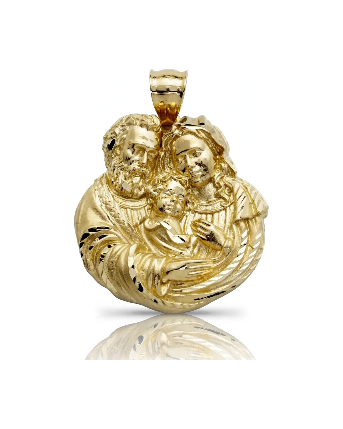 Holy Family Pendant Round - 10K Yellow Gold