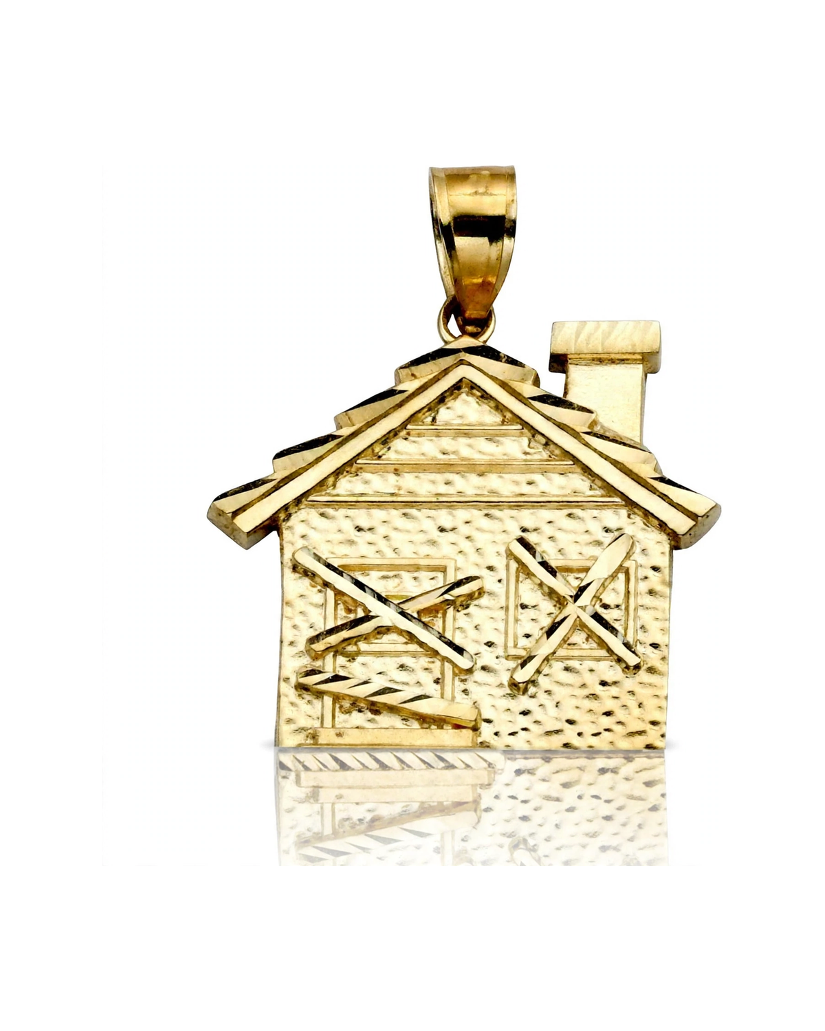 House Pendant Boarded Windows - 10K Yellow Gold