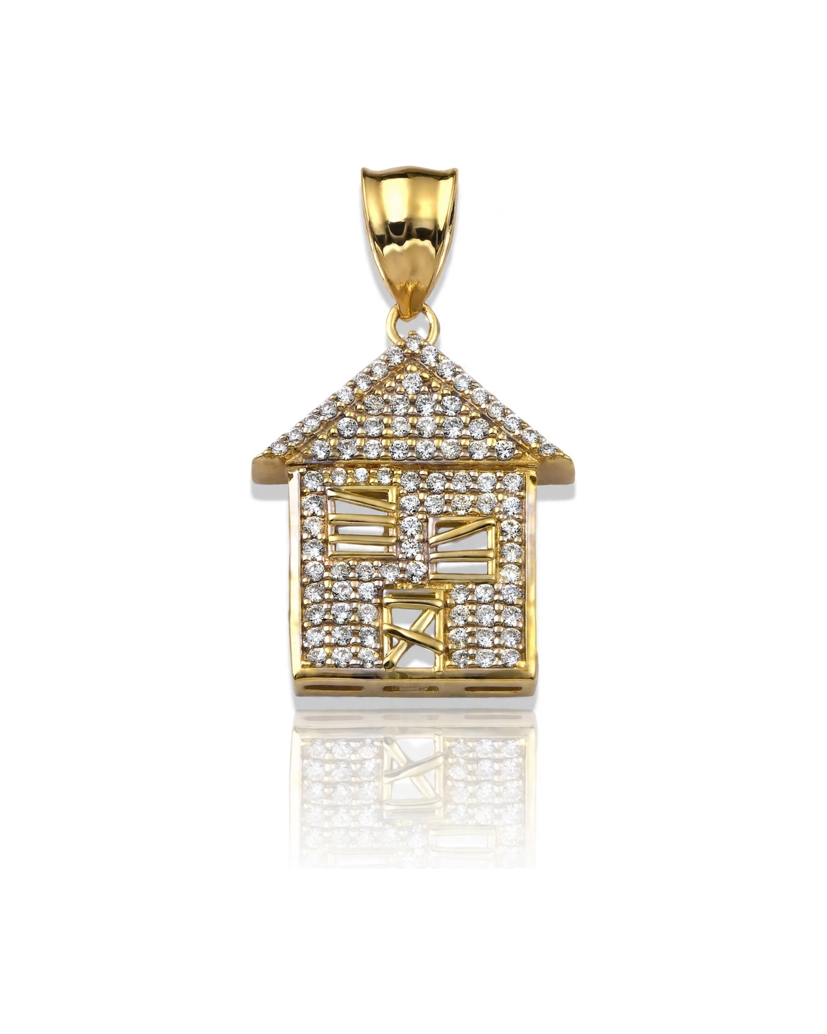 House Pendant with CZ - 10K Gold