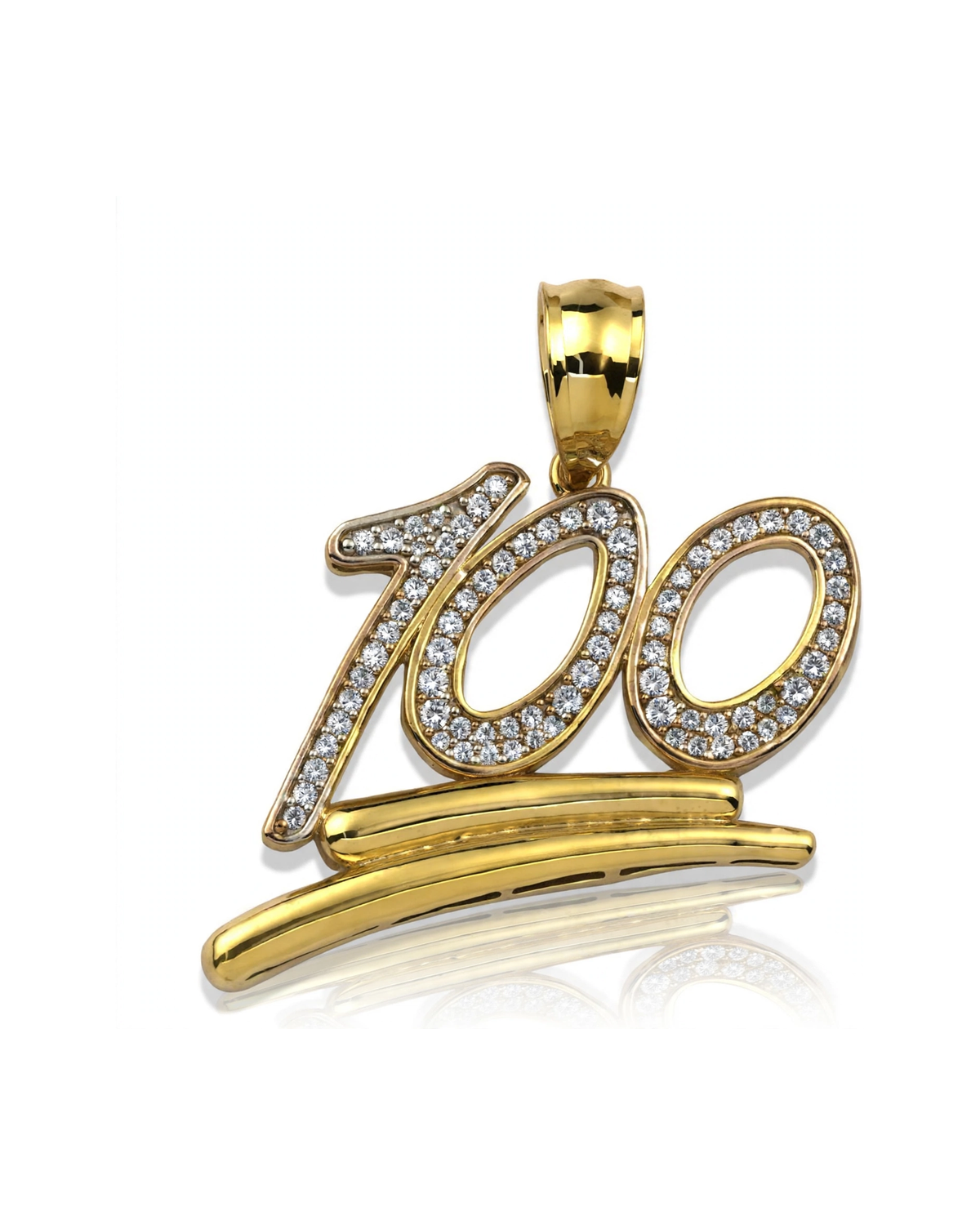 100 Pendant with CZ and Underline - 10K Gold