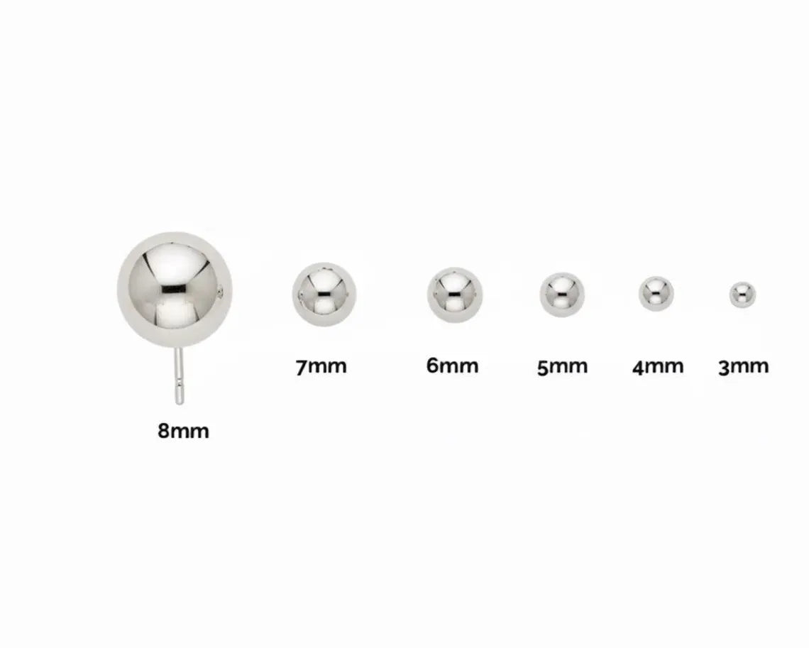 14k Yellow Gold Ball Stud Earrings with Screwbacks 3mm, 4mm, 5mm, 6mm, 7mm, 8mm, Sleeper earrings, Unisex gold earrings