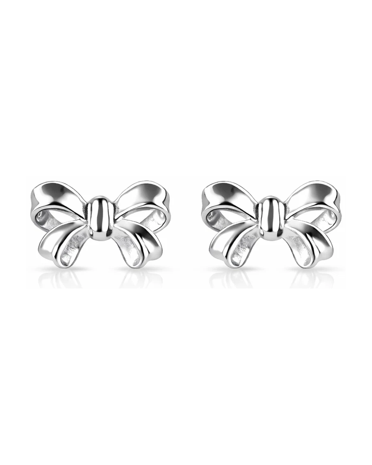 14K Yellow and White Gold Bow Tie Stud Earrings with Screw Back