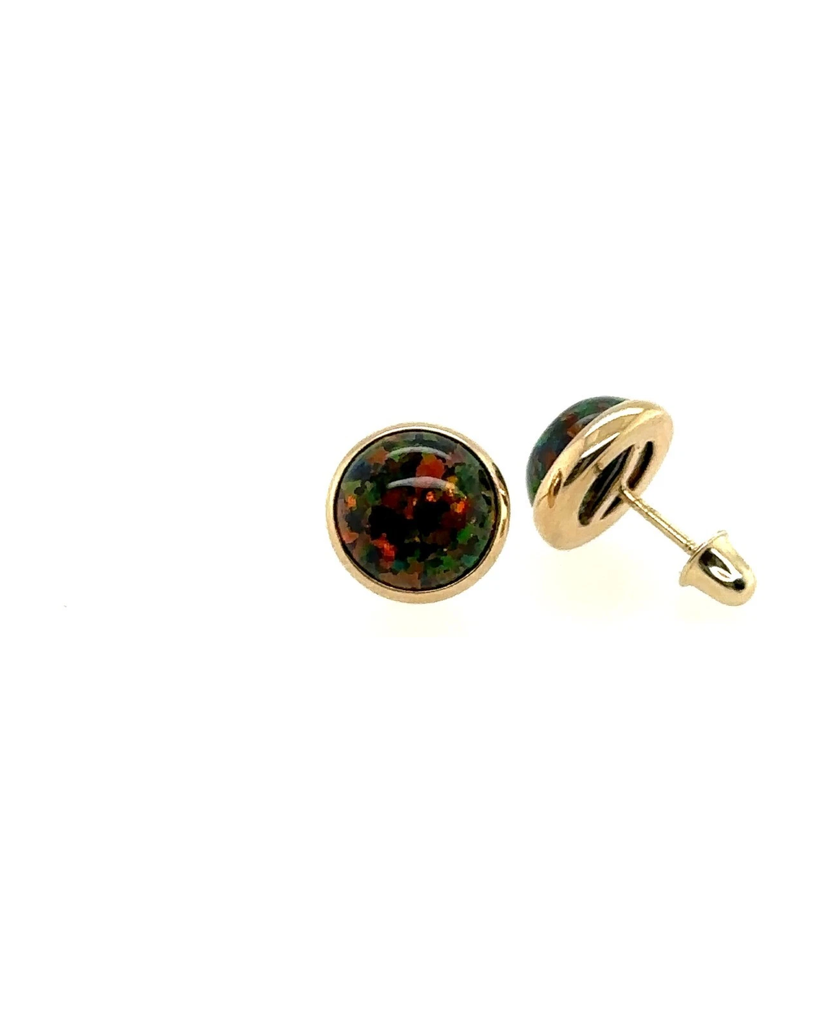 14K Yellow Gold Opal Stud Earrings with Screw Back - 3mm to 8mm