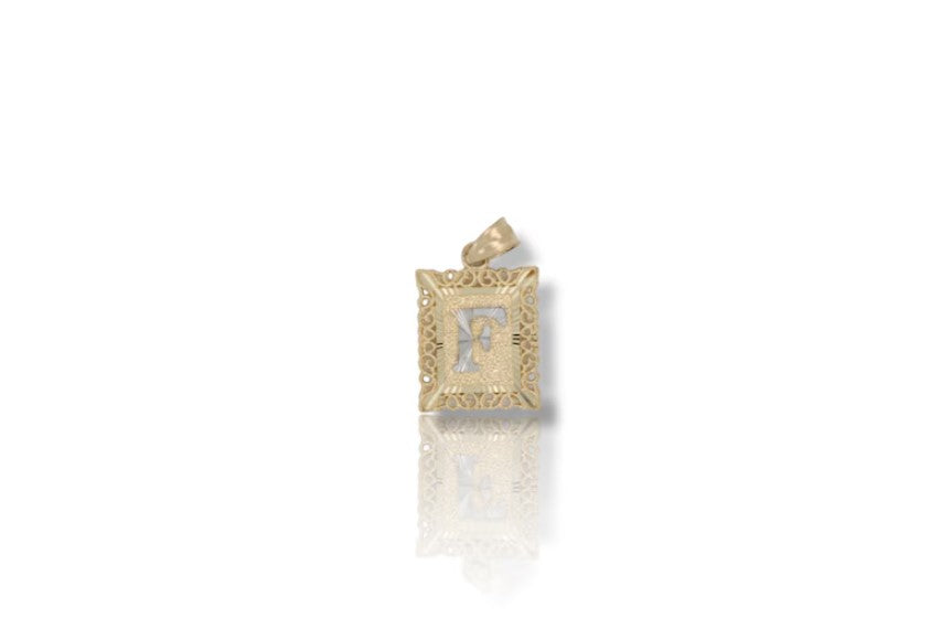 Initial Pendant Charm Diamond Cut - 10K Yellow Gold