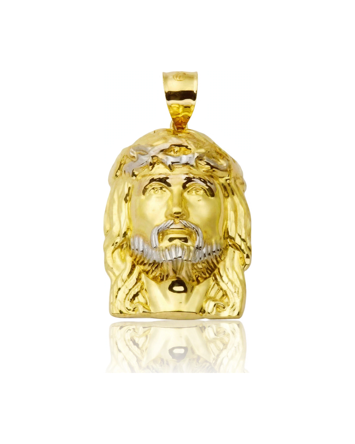 Jesus Head Pendant with Gold Crown of Thorns - 10K Gold