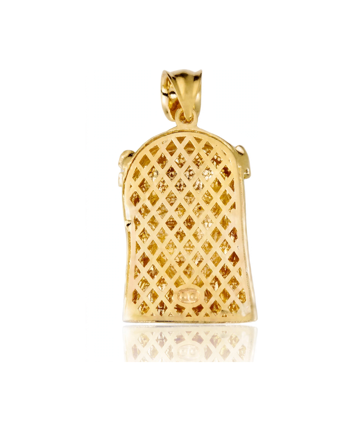 Two-Tone Jesus Face Thorn Band Beaded Lattice Back Pendant - 10K Gold