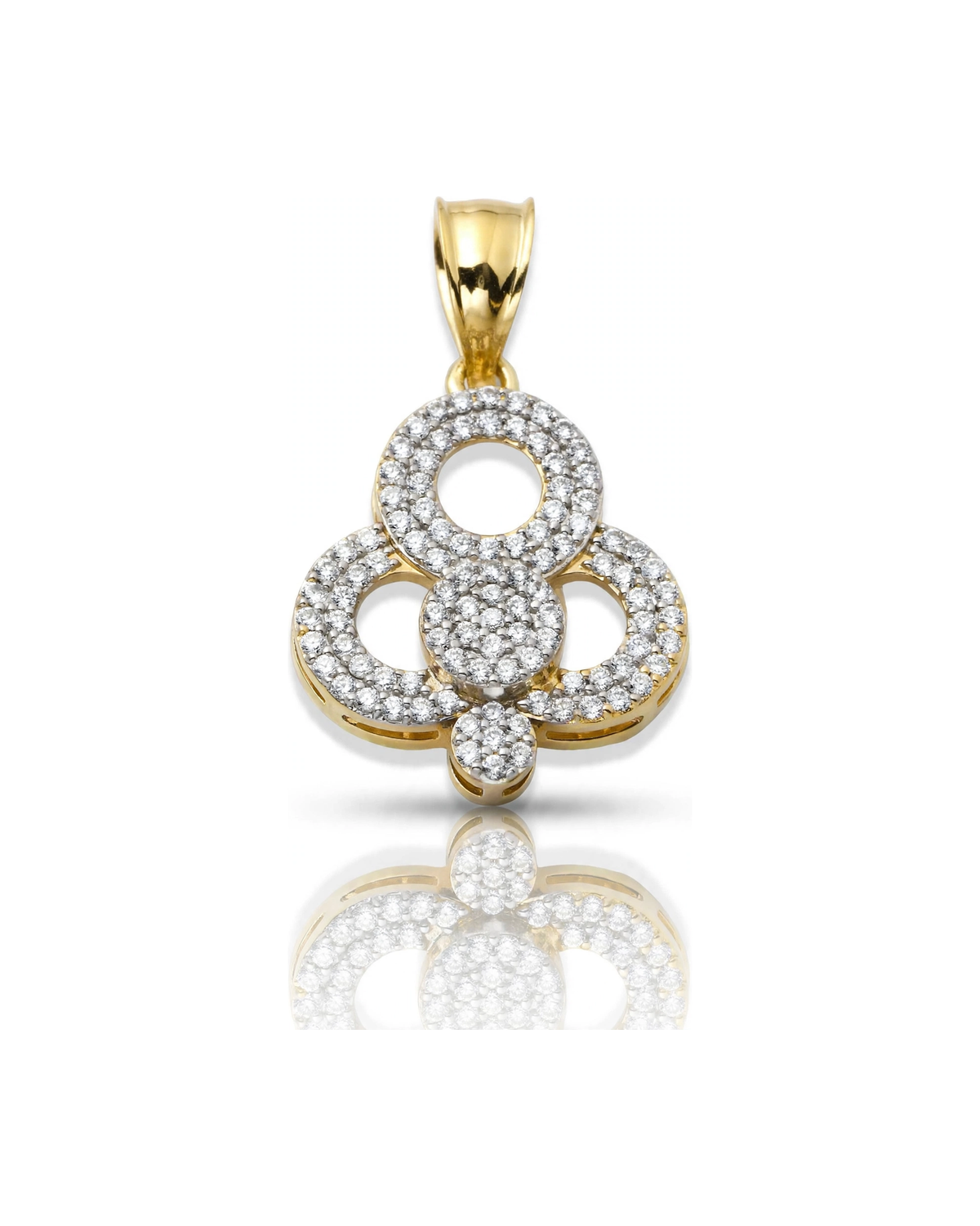 Key Pendant with CZ Clover Bow - 10K Gold