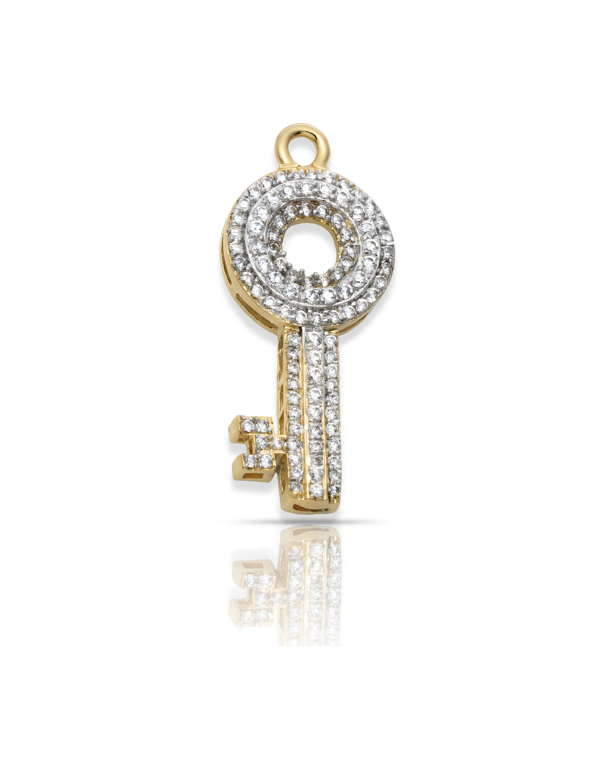 Key Pendant with CZ Round Bow - 10K Gold