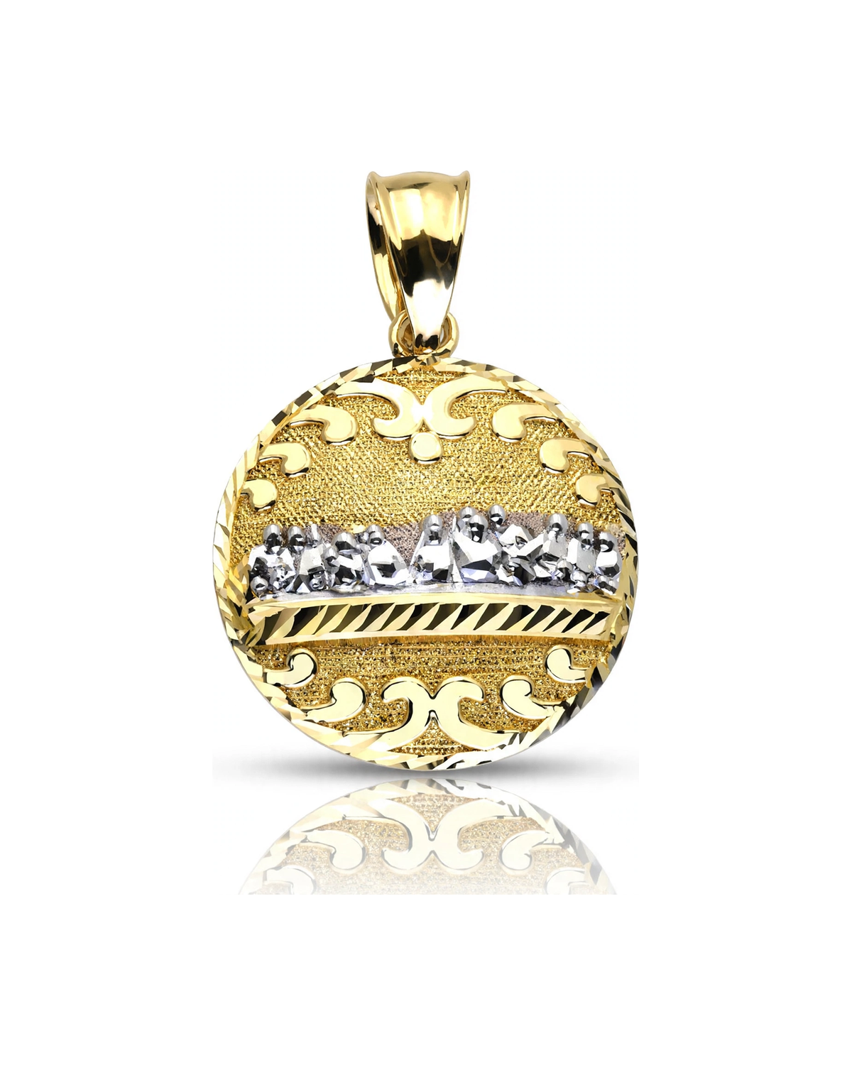 Last Supper Round Medallion Two-Tone Pendant - 10K Gold