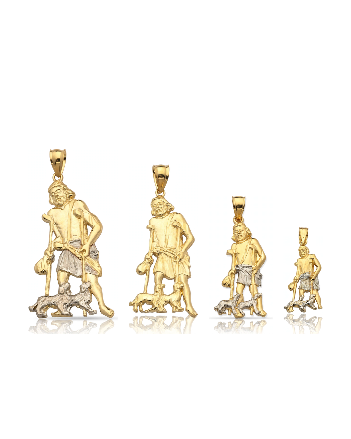 San Lazaro Pendant with Dogs - 10K Gold