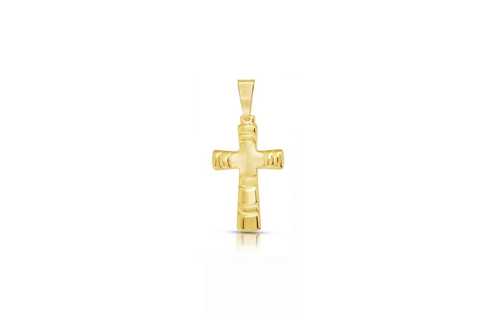 Engraved Cross Pendant - 925 Sterling Silver - Gold Plated