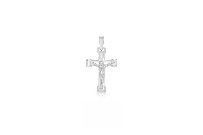Slim Crucifix Pendant - 925 Sterling Silver - Rhodium Plated