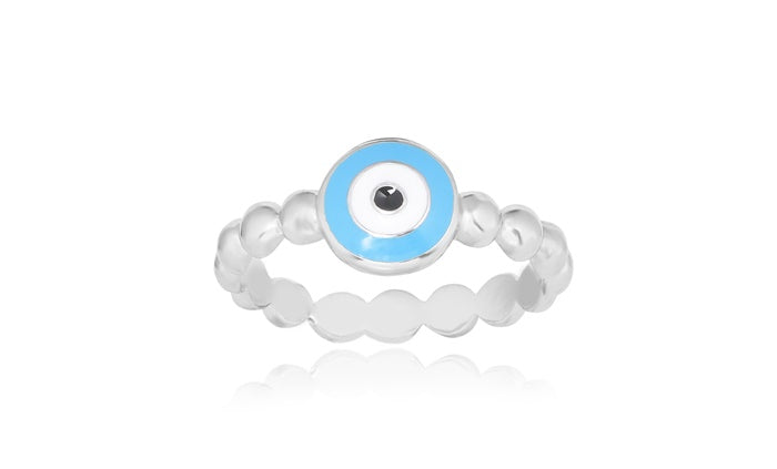 Evil Eye Ring - 925 Sterling Silver - Rhodium Plated